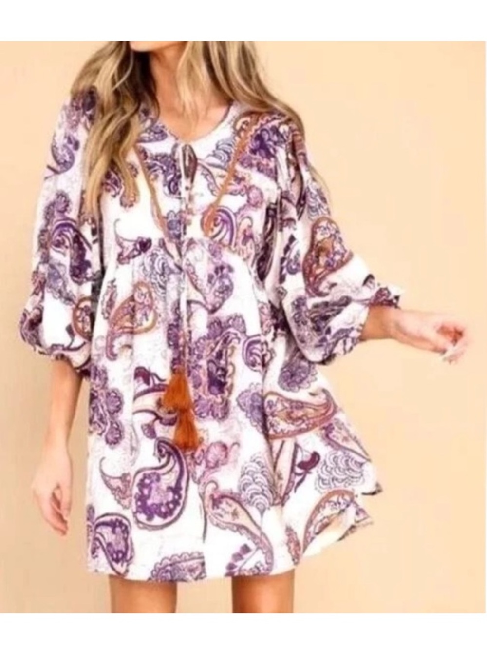 Band Of The Free - Purple Paisley Mini Dress Size Large
